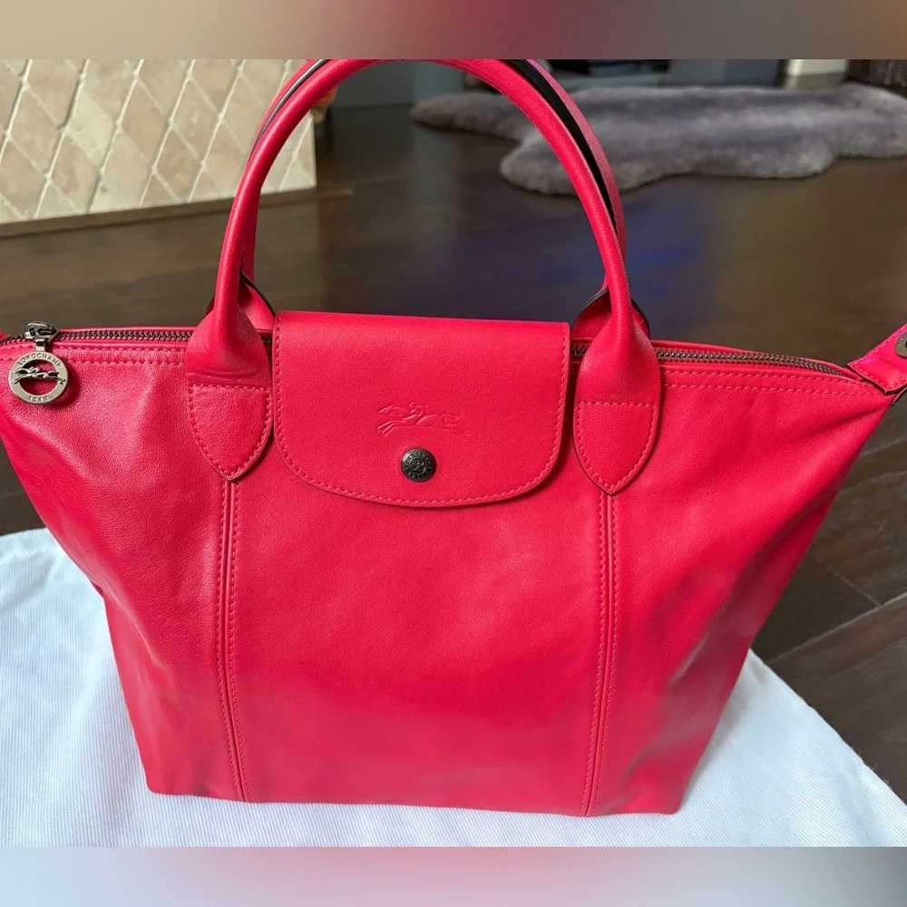 Longchamp Le Pliage Leather (made in France) -New & Authentic - Picture 2 of 13